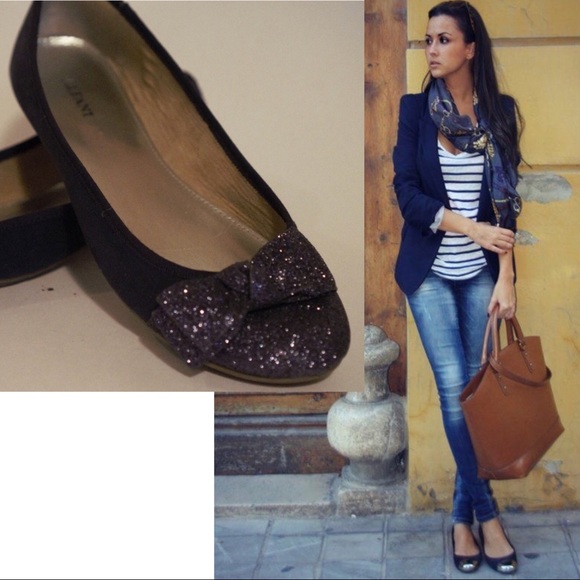 sparkly navy blue flats